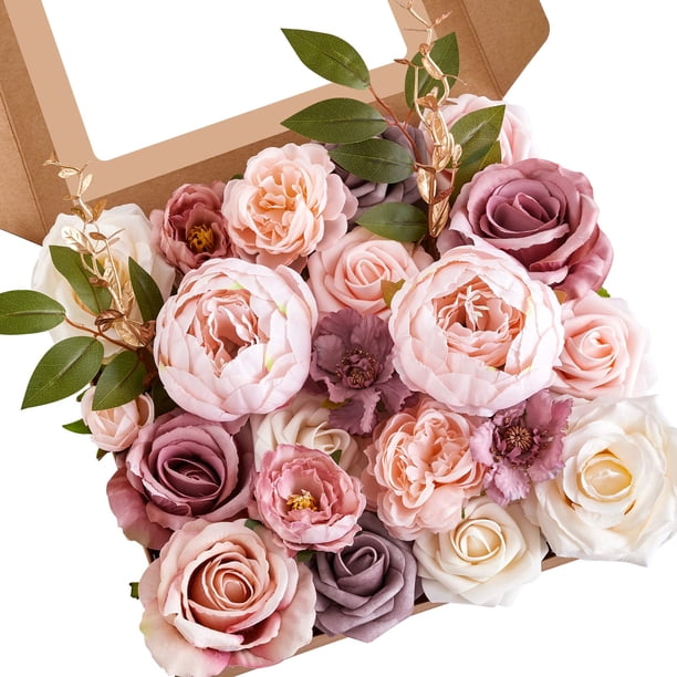 Flores artificiales para decoración de tartas de boda de color rosa Serwalin