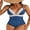 Blue, variant on Sociala Tummy Control One Piece Swimsuit for Womens V Neck Retro Bath Siuit