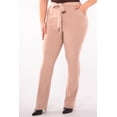 thumbnail image 6 of Plus Size High Waist Flare Pants With Front Seam Detail And Waist Tie - Latte, 6 of 9
