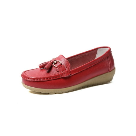 

Zodanni Ladies Loafers Closed Toe Nurse Shoes Slip On Flats Female Moccasin Work Fashion Low Top Red 8