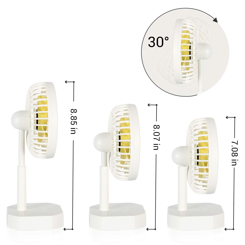HAITRAL USB Powered Fan  Adjustable 30 Tilt, 3 Speeds, Whisper Quiet, Portable Cooling Fan for Home, Office, Table, Desk (LT-CSS02-W)
