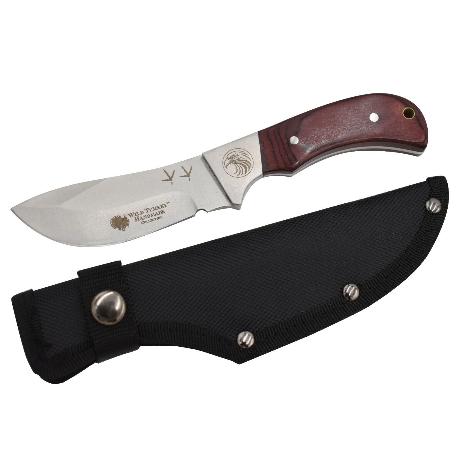 Wild Turkey Handmade 8'' Wildlife Collection Fixed Blade Hunting Knife w. Sheath