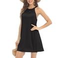 thumbnail image 4 of WBQ Women's Summer Solid Color Sleeveless Halter Neck Beach Party Dress Black S-3XL, 4 of 9