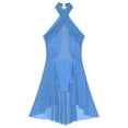 thumbnail image 5 of Jhaoyu Women Lyrical Dance Dress Sleeveless Leotard Dress Halter Neck Flowy Dress Contemporary Light Blue S, 5 of 7