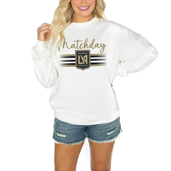 Women's Gameday Couture  White LAFC Matchday Crewneck Drop Shoulder Sweatshirt