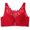 Red, variant on Woman's Fashion Front Closure Rose Beauty Back Wire Free Push Up Hollow Out Bra Underwear