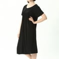 thumbnail image 3 of Defitshape Women's Plus Size Nightgown Cotton Short Sleeve Sleepwear Summer Pajama Dress Knee Length Nightwear Shirred House Pj Sleep Lounge Gown Black 4X, 3 of 5