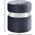thumbnail image 4 of Meridian Furniture Hailey Ottomane/tabouret Contemporain en Velours Gris, 4 of 8