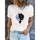 thumbnail image 1 of 1pc Women's Casual Graphic Tee, Polyester Round Neck Short Sleeve T-Shirt with Abstract Demon Girl Print, Comfortable Knit Fabric, All-Season Fashion Top, 1 of 6