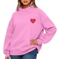 thumbnail image 5 of GrmtClth Womens Mock Neck Sweatshirt Trendy Graphic Sweatshirts Loose Fit Turtleneck Long Sleeve Pullover Sweatshirts Pink M, 5 of 5