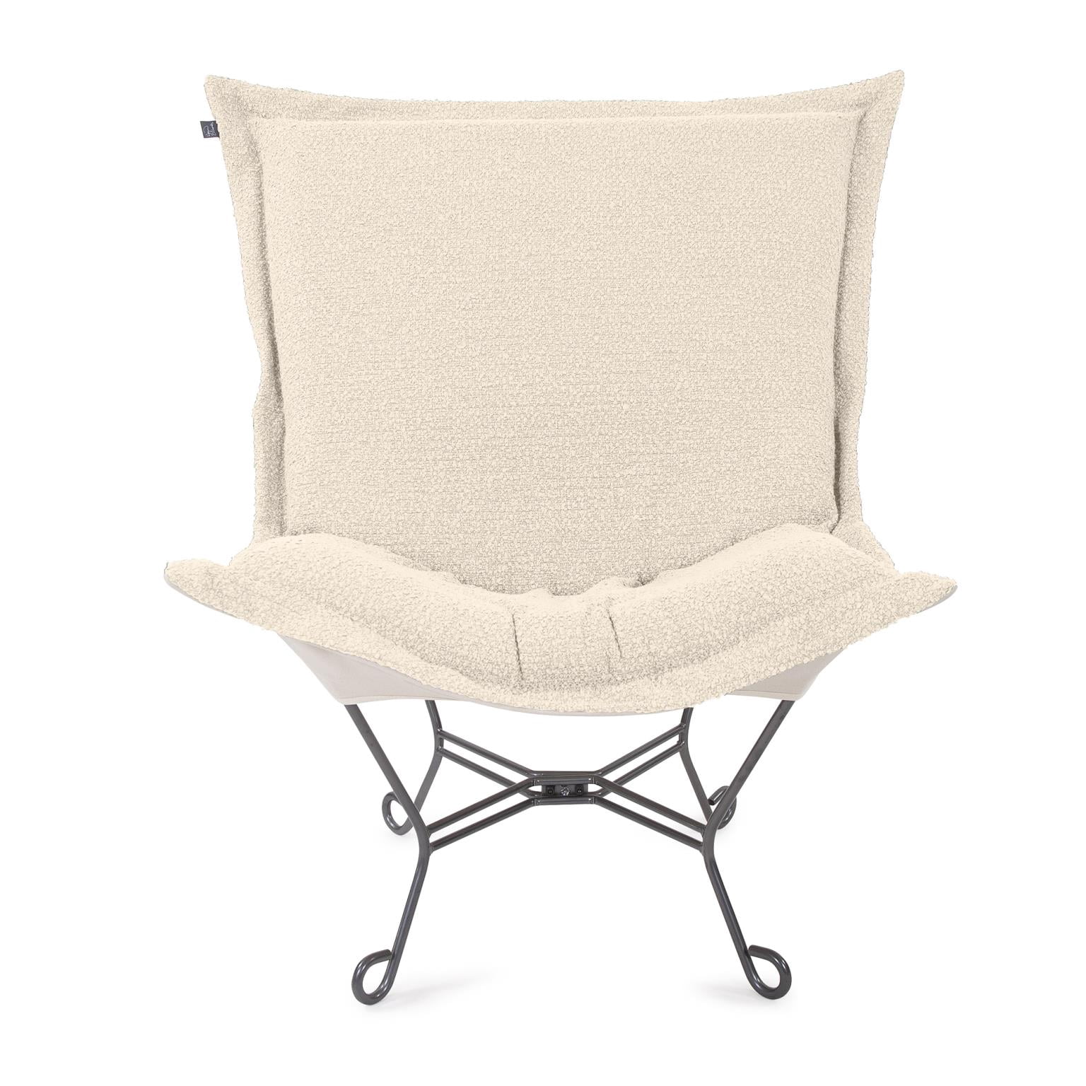 Scroll Puff Chair Titanium- Barbet Natural/Natural
