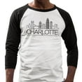 thumbnail image 2 of Skyline Charlotte North Carolina Three-Quarter Raglan Sleeve Baseball Shirt Unisex Medium White/Black, 2 of 5