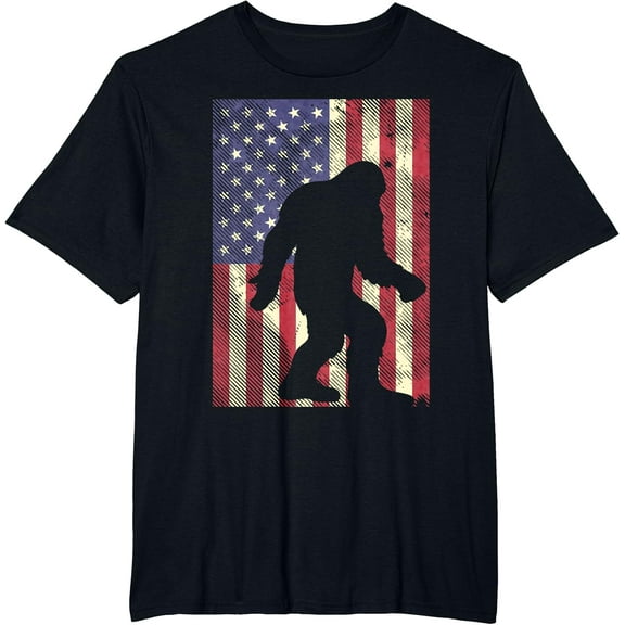 t-shirtBigfoot American US Flag Memorial Day Sasquatch Patriotic T-Shirt mens t shirt，black，women，funny，misfits，men，journey