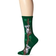 Climbing Koala Forest Green Ladies Crew Socks