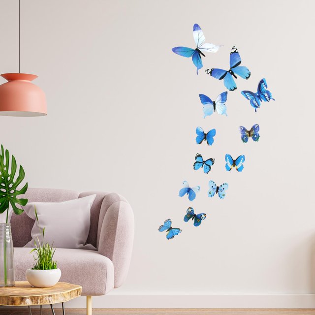 12 Uds pegatinas de mariposa decoración adorno artesanías decorativas luminosas 3D mariposa pegatinas de pared para puertas hogar dormitorio Azul BLESIY Pegatinas de pared Calcomanías