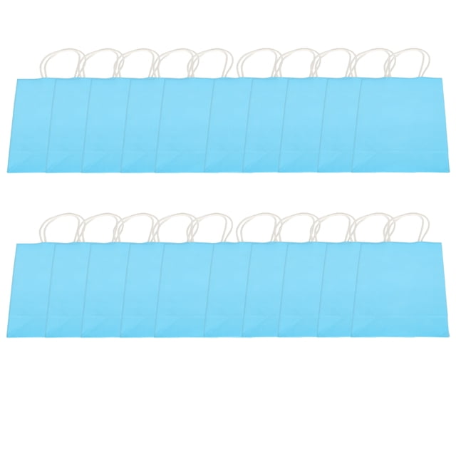 20 piezas bolsa de papel Kraft portátil embalaje bolsa de regalo accesorio para compras fiestas de cumpleaños 15 x 8 x 21 cm azul
