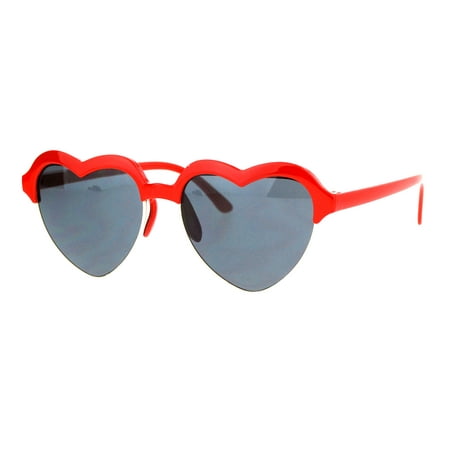 Womens Half Rim Heart Shape Retro Sunglasses Red