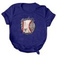 thumbnail image 2 of Gibobby Casual Playera de Manga Corta para Mujer Mujeres Casual Béisbol Impresión Mangas Cuello Redondo Camiseta Suelta Blusa Tops(Azul,XL), 2 of 4