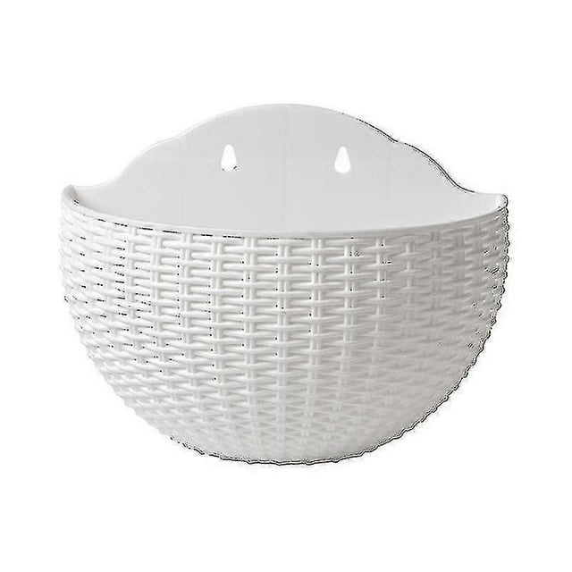 Imitation Rattan Wall Hanging, Semi-circular Flowerpot Hanging Without Perforation, Hydroponic Flowerpot (white, Large)