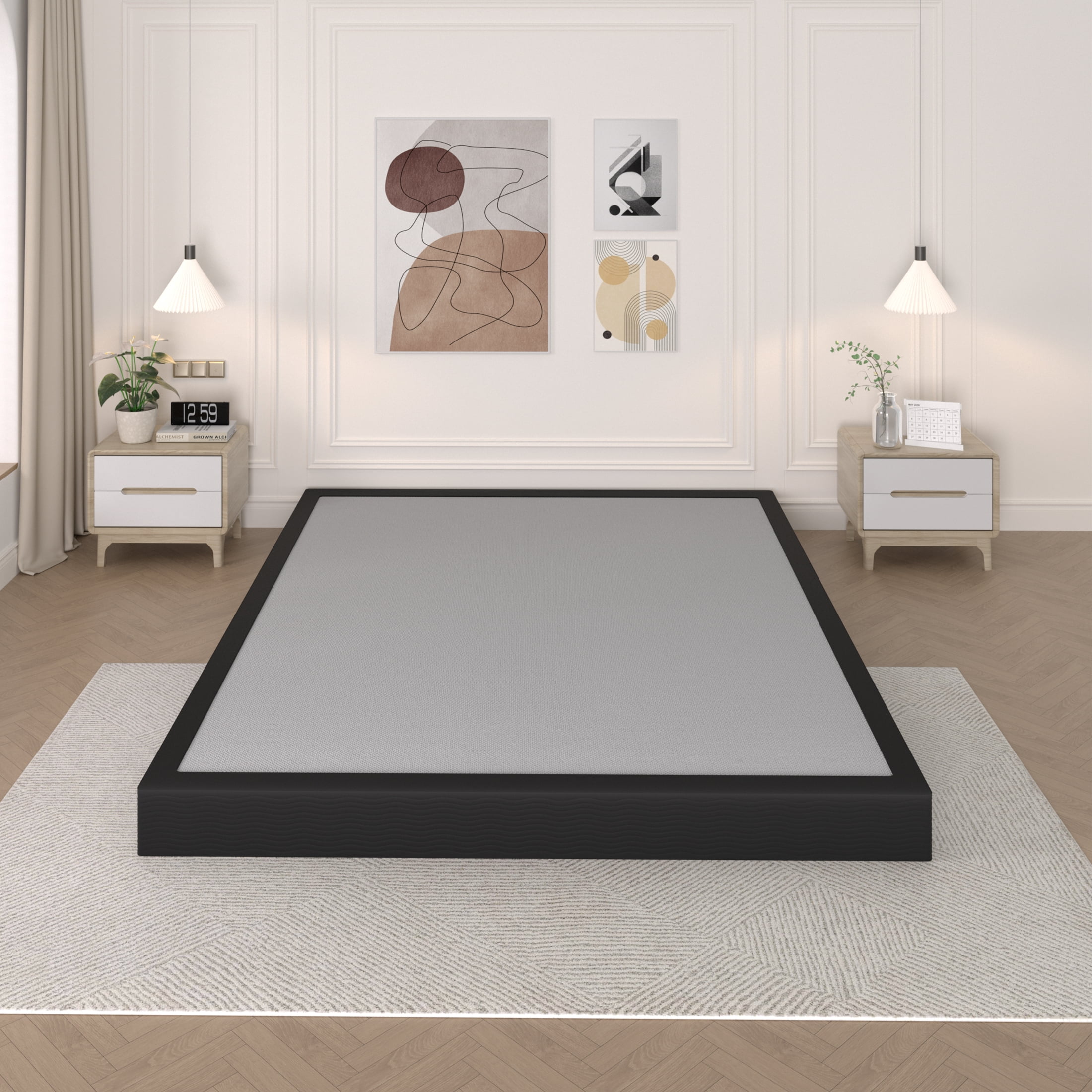 Awesofurni 5 inch Queen Box Spring, Heavy Duty Metal Mattress Foundation with Fabric Cover, Easy Assembly, Noise-Free