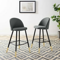 Modway Cordial Fabric Bar Stools - Set of 2 in Gray