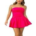 thumbnail image 1 of Solid Color Strapless Flared A-Line Dress for Women‘s Summer Fashion, 1 of 9