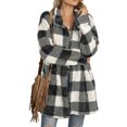 thumbnail image 1 of Women's Mid-length Plaid Button Down Shacket Jacket Long Sleeve Casual Coat with Pockets, 1 of 4