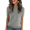 thumbnail image 2 of PEXLYCLU sweater shirts for women, short sleeve sweater for women, Womens Short Sleeve Sweaters Wool Blend Crew Neck Sweater Shirts Business Casual Work Tops 2026 Summer Outfits, Gray XXL, 2 of 5