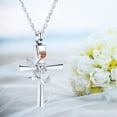 thumbnail image 4 of Imrsanl Cross Urn Necklace for Ashes Birthstone Rose Flower Cremation Jewelry for Women Gilrs Keepsake Memorial Ashes Pendant, 4 of 7