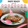 thumbnail image 6 of 150-Piece Hot Pink Disposable Silverware -Pink Plastic Spoons Forks Knives Cutlery Combo Set, 6 of 7
