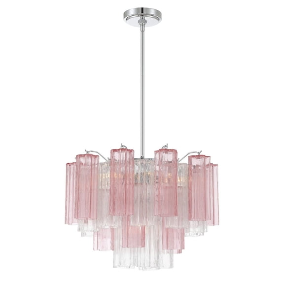 ADD-306-CH-SP Crystorama Lighting Addis - 6 Light Chandelier-14 Inches Tall and 19.75 Inches Wide-Polished Chrome Finish-Spring Glass Color