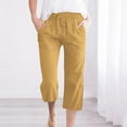thumbnail image 2 of ABATAB Womens Capris Pants Drawstring Comfy Casual Capris Cotton Linen Lightweight Loose Capri Pants with Pockets, 2 of 6