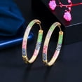 thumbnail image 2 of Multicolor Gold Color CZ Big Round Hoop Earring for Women Luxury Fashion Jewelry, 2 of 9