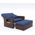 thumbnail image 5 of UDPATIO Wicker Patio Outdoor Daybed, Outdoor Chaise Lounger w/ 4-Level Adjustable Backrest, Storage Ottoman for Balcony, Garden, Poolside (Blue), 5 of 7