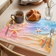 thumbnail image 3 of Summer Tropical Palm Leaves Placemats Set of 12 Beach Starfish Coastal Place Mats Indoor Wipeable Table Mats Washable Cloth Dining Table Placemats for Kitchen Holiday Party Home Decor 13x19 Inch, 3 of 9