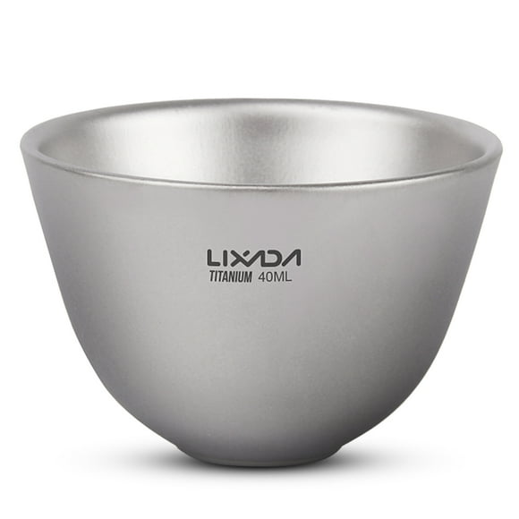 Lixada 40ml Titanium Double Wall Tea Cup Outdoor Home Office