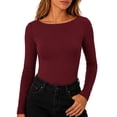 thumbnail image 5 of NominalSnug Womens Boat Neck Tops Long Sleeve Undershirts Slim Fit Base Layer Top Soft Basic Tees Fall Outfits, 5 of 7