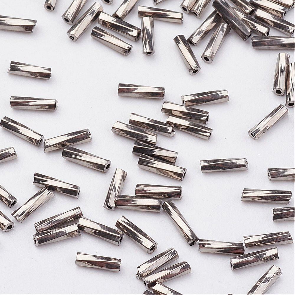 Glass Twisted Bugle Beads Metallic Colours Gray 9x2mm Hole: 0.5mm about 7000pcs/bag