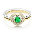 thumbnail image 2 of Gem Stone King Wrap Her in Love 0.54 Ct Round Green Simulated Emerald 925 Two-Tone Sterling Silver Ring (Size 8), 2 of 5