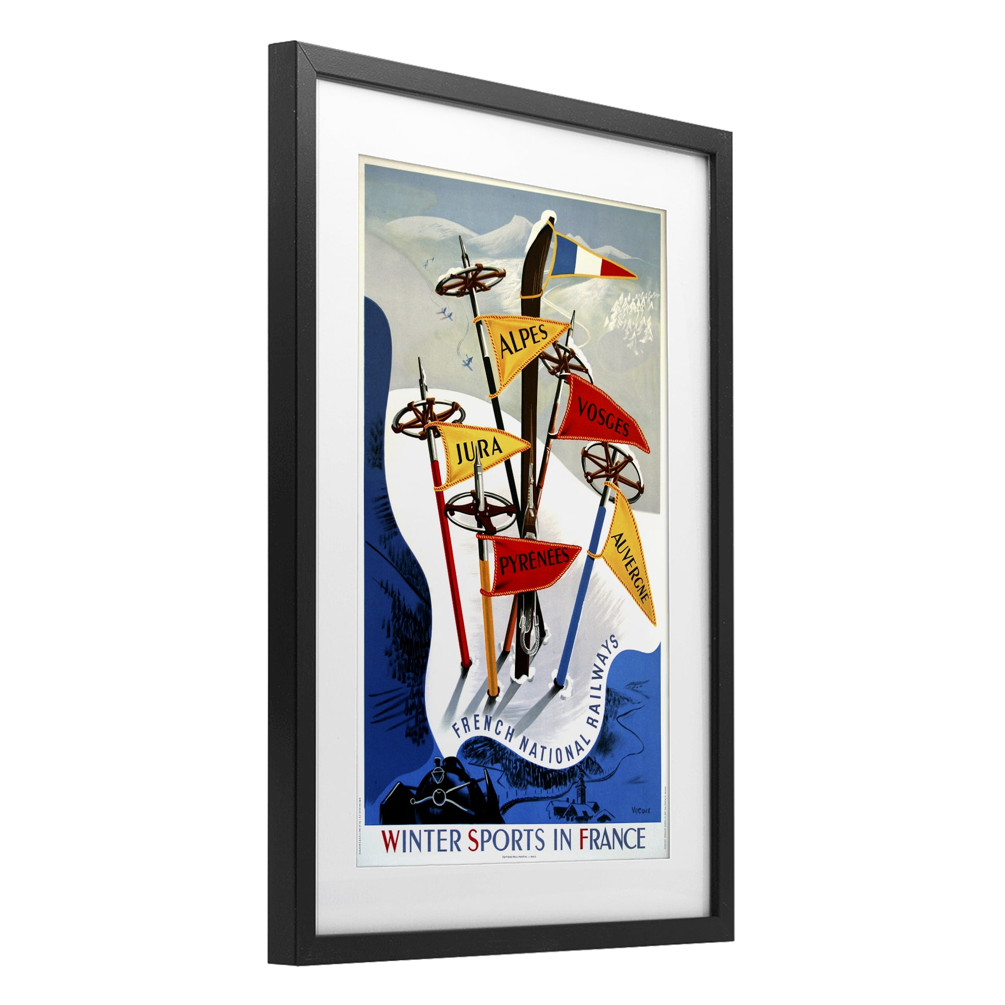 Stupell Industries Winter Sports In France Black Framed Print Under Glass, design by Vintage Posters