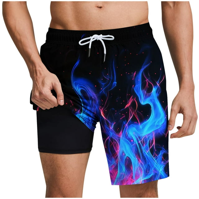 Pantalones Cortos para Hombre Cintura Elástica con Bolsillos, Forro de Impresión de Moda Casual para la Playa, Al Aire Libre Y el Uso Diario