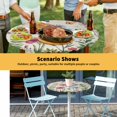 thumbnail image 6 of Elastic Fitted Round Tablecloth, Spring Floral Waterproof Stretch Table Cover for 45"-54" Tables, Pink Blue Flowers Butterfly Rustic Washable Outdoor Tablecloths for Patio, Picnic, Camping, 6 of 9