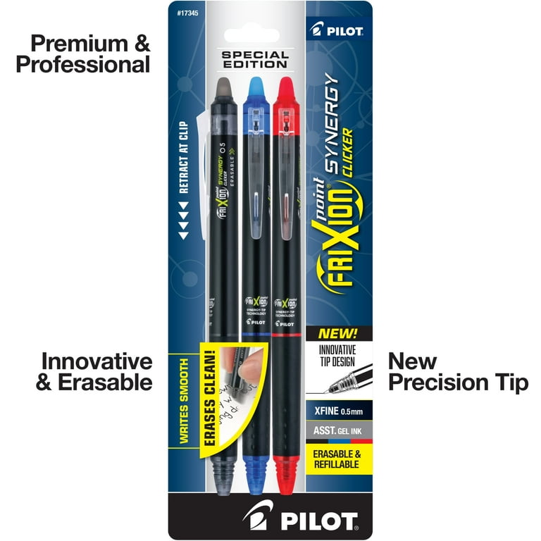 Pilot 5pk FriXion Synergy Clicker Erasable Gel Pens Extra Fine Point 0.5mm  Black Ink