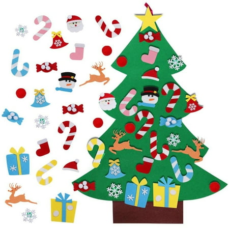 Cute Diy Christmas Gifts EEEkit 3ft DIY Felt Christmas Tree Set + 26pcs Detachable Ornaments, Wall Hanging Xmas Gifts for Christmas Tree Decorations with Hanging Rope for Kids Xmas Gifts Home Door Decoration ()