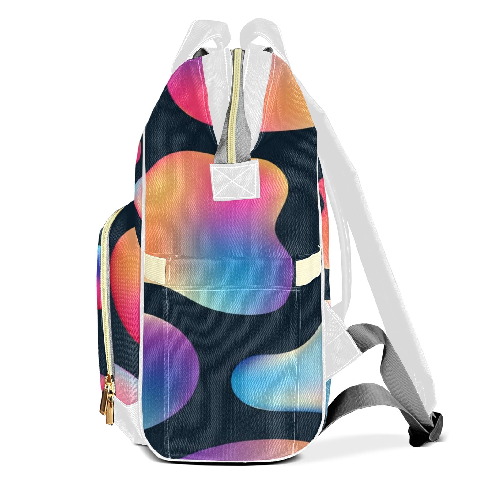 Abstract 3d Fluid Bubbles Diaper Backpack – Large Capacity, Insulated Baby Bottle Pocket, Multifunctional Mommy Bag for Boys & Girls