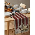 thumbnail image 3 of Coastal American Flag Burlap Cotton Table Runner 13x108 Inches Long, Starfish Shell Vintage Farmhouse Table Runners, Outdoor Dining Tablecloths Decor for Baby Shower/Party/Wedding, 3 of 6