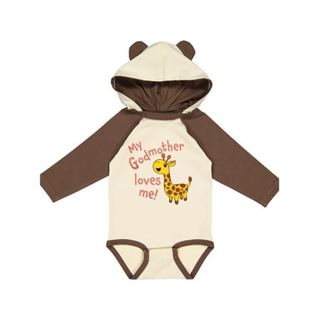

Inktastic My Godmother Loves Me- Cute Giraffe Gift Baby Boy or Baby Girl Long Sleeve Bodysuit