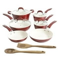 thumbnail image 1 of "Kenmore Arlington 12-Piece Ceramic Nonstick Cookware Set, Metallic Red<br><br>", 1 of 9