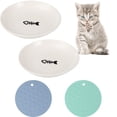 thumbnail image 2 of Cat Food Bowls, 2Pcs Cat Feeding Plates with 2 Non-Slip Silicone Mats, Whisker Stress Free Cat Bowls Wide & Shallow, Wet & Dry Food Dishes for Cats, Puppies, Dishwasher Safe, 2 of 8