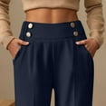 thumbnail image 6 of QATAINLAV Womens Elastic High Waisted Work Casual Pants Solid Color Baggy Sreaight Leg Lounge Trousers Loose Fit Plus Size Hiking Joggers Pants with Pockets Navy S, 6 of 9